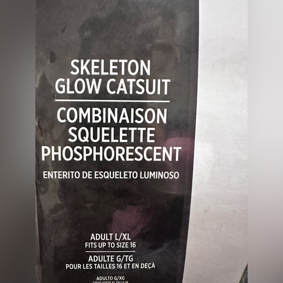 Skeleton Glow-in-the-Dark Full Body Catsuit Costume Adult Size L/XL NWT - Picture 2 of 9